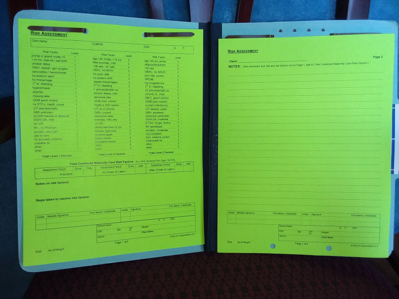 Midwife Charts - Risk Assessment (image for) Midwife Charts - Risk Assessment